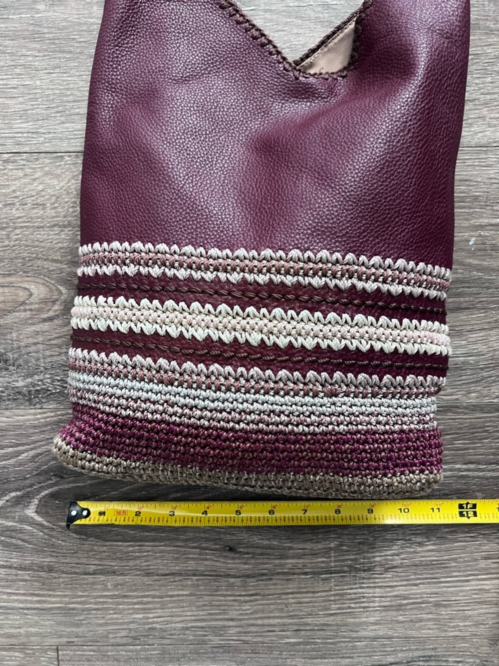 The Sak Burgundy and Beige Crochet-Trim Back to Bali Shoulder Bag - Picture 8 of 12